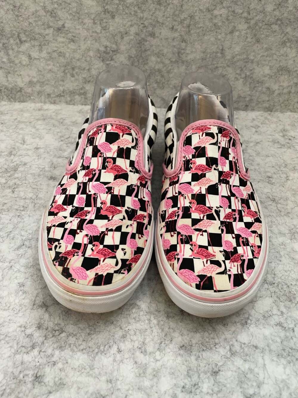 Vans Classic Slip-On Customs Checkered Flamingo Print Shoes - Picture 2 of 11